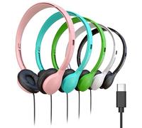 10 Pack Bulk Wired Headphones, Leather, USB-C, On-Ear, Compatible with Phone, Tablet, Laptop, PC for School, Online Class, Meeting, Web Conference, Practice, Test, Mix