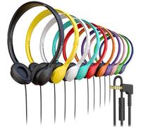 10 Pack Bulk Wired On-Ear Leather Headphones with Microphone and 3.5mm Connector, Multi