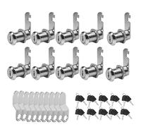 10 Pack Cabinet Cam Locks Keyed Alike 1-1/8in Cabinet Cam Lock with Keys, Cam Locks Set Secure Files Drawers Mailbox Fits on 7/8in Max Panel Thickness