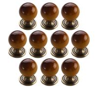 10 Pack Cabinet Drawer Knobs with Brass Base, Round Knob for Kitchen Cupboard Wardrobe Closet Door Handles Furniture Replacement Accessories Dresser Decorative Pull Handle