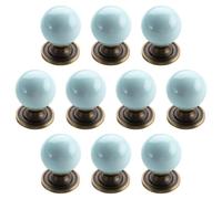 10 Pack Cabinet Drawer Knobs with Brass Base, Round Knob for Kitchen Cupboard Wardrobe Closet Door Handles Furniture Replacement Accessories Dresser Decorative Pull Handle