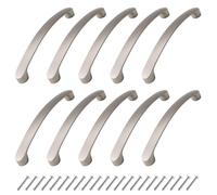 10 Pack Cabinet Handles, Silver Hardware Drawer Pulls, Kitchen Door Handles 96mm&128mm Hole Centre with Screws, Brushed Nickel - Stainless Steel Cupboard Drawer Wardrobe Furniture Wooden Gate Handle