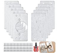 10-Pack Cabinet Hinge Repair Plates, Hinge Repair Kit Plates, Wardrobe Hinge Repair Plate with Hole for Wooden Furniture Cabinet Drawer (5 x Hinge Cup Plates, 5 x Base Plates) (Silver)