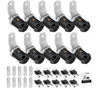10 Pack Cabinet Lock with Keys, 7/8" RV Storage Locks Keyed Alike, RV Locks for Storage Door, Camper Cabinet Door Toolbox Lock Mailbox RV Cam Locks with Manual (Black -10 Pack, 7/8 Inch)…