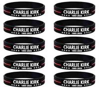 10 Pack Charlie Kirk 1993-2025 A True Patriot Assassination Shooting Hero Freedom Merch USA Rubber Bracelets Silicone Wristbands Bracelets for Men&Women