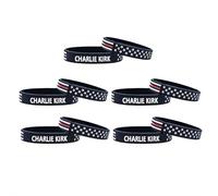 10 Pack Charlie Kirk A True Patriot Rubber Bracelets Pray Justice Assassination Shooting Hero Freedom USA Rubber Bracelets Silicone Right Wing Revolution B-racelets for Men&Women