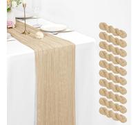 10 Pack Cheesecloth Table Runner Beige 21 x 120 inch Rustic Boho Gauze Fabric Table Runner Romantic Long Cheesecloth Table Runner for Wedding, Festival, Anniversary, Dinner and Outdoor Events