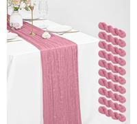 10 Pack Cheesecloth Table Runner Dusty Rose 21 x 120 inch Rustic Boho Gauze Fabric Table Runner Romantic Long Cheesecloth Table Runner for Wedding, Festival, Anniversary, Dinner and Outdoor Events