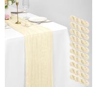 10 Pack Cheesecloth Table Runner Ivory 21 x 120 inch Rustic Boho Gauze Fabric Table Runner Romantic Long Cheesecloth Table Runner for Wedding, Festival, Anniversary, Dinner and Outdoor Events