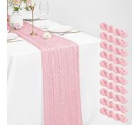 10 Pack Cheesecloth Table Runner Light Pink 21 x 120 inch Rustic Boho Gauze Fabric Table Runner Romantic Long Cheesecloth Table Runner for Wedding, Festival,