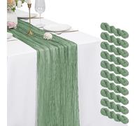 10 Pack Cheesecloth Table Runner Sage Green 21 x 120 inch Rustic Boho Gauze Fabric Table Runner Romantic Long Cheesecloth Table Runner for Wedding, Festival, Anniversary, Dinner and Outdoor Events