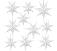10 Pack Christmas Paper Star Lantern Covers 18 Inch 14 Inch 12 Inch 10 Inch 3D 7-Pointed White Star Lampshades White Paper Star Lantern Ceiling Hanging for Weddings Xmas Birthday Party Home Supplies