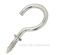 10 PACK CHROME CUP HOOKS SHOULDERED 25mm