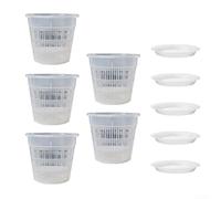 10 Pack Clear Orchid Pots With Holes And Saucers, Transparent Abs Plastic Plant Containers For Root Monitoring, Ventilated Flower Pots For Succulents Violets Cacti Indoor Gardening(190mm)