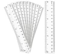 10 Pack Clear Plastic Ruler Kit - Transparent Straight Ruler Measuring Tool for Student School Office (15 cm/6 Inch)