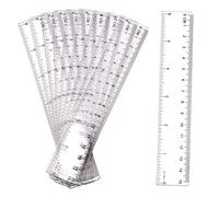 10 Pack Clear Plastic Ruler Kit - Transparent Straight Ruler Measuring Tool for Student School Office (15 cm)