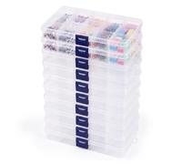 10 Pack Clear Plastic Storage Boxes with Lid, 15 Grids Adjustable Compartments Organiser Box, Small Craft Bead Organisers & Storage for Jewellery Making, Diamond Painting, Nails & Screws 17.3x10x2.2cm