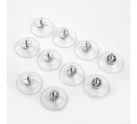 10-Pack Clear PVC Suction Cup Hooks with Thumb Screw and Nut for Glass, Mirrors, and Tile - 32 mm Diameter, Non-Marking, Reusable