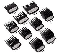 10 Pack Clipper Guards Cutting Guides for Wahl Clipper with Metal Clip/Color Coded-from 1/16 Inch to 1 Inch(1.5-25mm)，Fits All Full Size Wahl Clippers (Black)