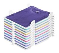 10 Pack Clothes Storage Tray,Stackable T-Shirt Organiser for Wardrobe & Closet,Plastic Shirt Organizer Board with Easy Access Handle,Folding Clothes Board Shelf Divider for T-Shirts,Shirts,Sweaters