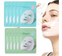 10 Pack Collagen Face Mask,Deep Overnight Hydration Face Mask with Hyaluronic Acid & Centella Asiatica, Face Skincare, Anti-Ageing, Wrinkle Reduction, Skin Plumping,Sheet Overnight Beauty.