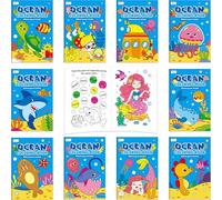 10 Pack Coloring Books for Kids, Ocean Theme Coloring Page with Games, Under The Sea Bulk Mini Coloring Books for Kids, Party Activity, Gifts