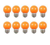 10 Pack Coloured LED Light Bulbs, E27 3W G45 Mini Globe LED Bulb for Outdoor Indoor String, Christmas, Tree, Fairy Party Night Lights, AC 220V-240V, Non-dimmable, Orange Color