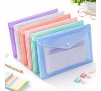 10 Pack Colourful A4 Plastic Snap Folders, Translucent Pastel Document Wallets, Side-Opening Clear Plastic Envelopes for School, Home & Office Filing, Secure Popper Closure, A4 Paper Organiser