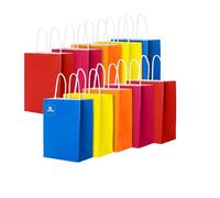 10 Pack Colourful Paper Party Gift Bags with Handles - Assorted Bright Colors for Birthdays, Weddings, Baby Showers, Hen Nights & More - Perfect for Kids and Adult Party Favors, Treats & Small Gifts!