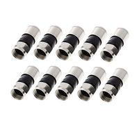 10 Pack Compression Connector, RG6 F Type Coax 75-5 Compression Connector Fittings for RG6 Quad Shield Cable (Black)