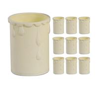 10 Pack - Cream Candle Drip Sleeve Tubes for Light Fittings | Diameter 33mm x Height 50mm | Thermoplastic | Molten Wax Vintage Effect | Fits Most Lampholders
