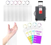 10 Pack Cruise Luggage Tag Holder, Waterproof Luggage Label Holders, Clear Cruise Luggage Tags with Zip Seal & Steel Loops, Cruise Accessories for Travel Vacation