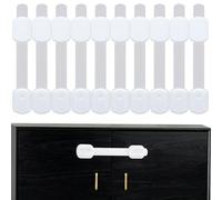 10 Pack Cupboard Locks for Children, Child Locks for Kitchen Cupboards Child Baby Safety Cupboards Straps Baby Proofing Cabinet Locks Drawer Locks Baby Proofing Cabinets with No Drilling, White