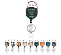 10 Pack-Custom Heavy Duty Badge Reel Photo Logo or Text Personalized Funny Retractable Clip -Customized Badge Holder with Key Ring for Office Worker Employee, Doctor Nurse Gifts