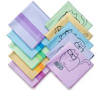 10 Pack Cute Kitty Cat Design Multicolor Microfiber Cleaning Cloths for Cleaning Eyeglasses Lenses Sunglasses and Cell Phone Beautifully Designer Colors Blue Pink Yellow Purple Green Cloth Wipes
