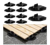 10 Pack Decking Risers Adjustable Decking Pedestal for Composite and Timber Joists 18-30mm,Deck Levelling Feet Heavy-Duty Support Base PP Black for Garden Decking, Shed Base Patio DIY Projects