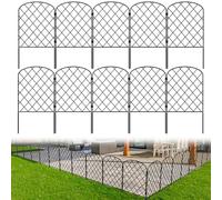 10-Pack Decorative Garden Fence, 24in(H) x 10.8ft(L) Rustproof Metal Diamond Grid Panels - Animal Barrier & Landscape Border for Temporary Fencing Yard, Patio, Flower Beds, and Outdoor Decor