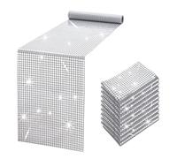 10 Pack Disco Party Table Runners 13x72 Inches Mirror Silver Sequin Table Runners Retro Glitter Table Cover for 70s 80s Theme Disco Ball Party Holiday Birthday Wedding Table Decorations
