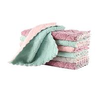 10 Pack Dish Cloths for Kitchen, Soft Coral Velvet Washing Up Dish Towels, Strong Absorption Water and Remove The Oil and Dust Dish Rags (Pink/Green)
