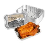 10 Pack - Disposable Aluminium Roasting Trays for Baking, BBQs, Roasting, Broiling, Cooking and Frozen Storage of Food - Medium-Sized, fits Side by Side for Oven Cooking - 29.3cm x 19.3cm x 5cm