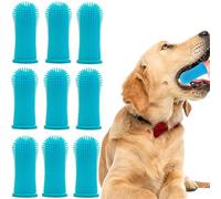 10 Pack Dog Finger Toothbrush, Dog & Cat Toothbrush, 360º Silicone Puppy Tooth Brush, Dogs Cats Teeth Cleaning Dental Care (Blue)