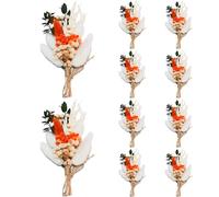 10 Pack Dried Flower Bouquets Mini Dried Flower with Stem Natural Flower Bundles Artificial Flower Dried Floral Arrangement for Vase DIY Wedding Decor(Orange White)