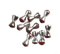 10-Pack Dumbbell-Shaped 3D Fly Tying Eyes for Fishing - Realistic Plastic Fly Bait Materials in Red, Yellow & Green (3.2mm S / 4.0mm M / 4.8mm L)(RED)