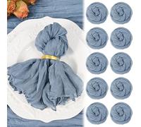 10 Pack Dusty Blue Cheesecloth Napkins 20"x20" Boho Washable Cloth Napkins Set of 10 Wrinkled Cheese Cloth Napkins Gauze Dinner Table Napkin for Wedding Party Baby Shower Birthday Decor