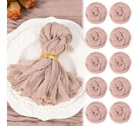 10 Pack Dusty Pink Cheesecloth Napkins 20"x20" Boho Washable Cloth Napkins Set of 10 Wrinkled Cheese Cloth Napkins Gauze Dinner Table Napkin for Wedding Party Baby Shower Birthday Decor