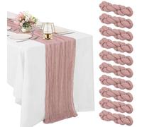 10 Pack Dusty Pink Cheesecloth Table Runner 10FT Boho Gauze Fabric Table Runner Vintage Rustic Sheer Runners for Wedding Party Bridal Baby Shower Long Table Decorations