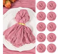 10 Pack Dusty Rose Cheesecloth Napkins 20"x20" Boho Washable Cloth Napkins Set of 10 Wrinkled Cheese Cloth Napkins Gauze Dinner Table Napkin for Wedding Party Baby Shower Birthday Decor