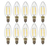 10-Pack E14 2W Retro LED Filament Candle Bulbs Edison Antique Vintage Style Light Not Dimmable Warm White 2700K 150LM 15W Incandescent Replacement AC 220-240V