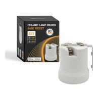 10 Pack E27 Bulb Holder Edison Screw White Ceramic Porcelain Lamp Holder For Table Lamp E27 60W Plain Lamp Holder Socket Uk