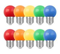 10 Pack E27 Coloured LED Bulbs, 1W G45 Colours Bulbs, Golf Ball E27 Screw, Mixed Colours Red Blue Green Yellow Orange, Atmosphere Decoration for Outdoor Indoor String Wedding, Party, Christmas